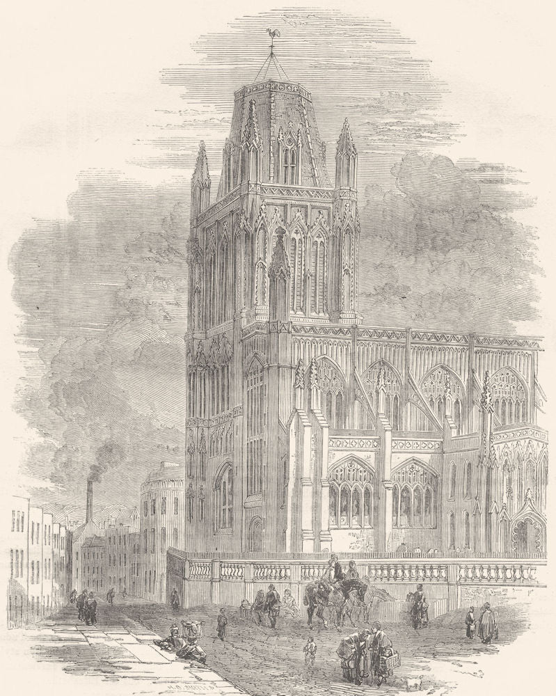 BRISTOL. St. Mary Redcliffe Church 1850 old antique vintage print picture